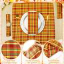 Tegeme Set of 12 Fall Gingham Cloth Napkins 18 x 18 Inches Checkered Plaid Dinner Napkins Washable Polyester Fiber Stain Resistant for Autumn Harvest Thanksgiving