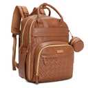 BabbleRoo Leather Diaper Bag Backpack - Baby Essentials Travel Baby Bag, Multi function, Water Resistant, with Changing Pad, Stroller Straps & Pacifier Case Unisex, Natural Brown