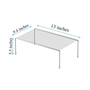 Kitchen Cabinet Shelf Organizer Set of 2, Medium (13 x 9.4 inch) and (11 x 10inch) Metal Wire Pantry Storage Shelves, Dish Plate Racks for Cabinets, Freezer, Counter, Cupboard Organizers and Storage, Chrome