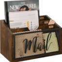 YINMIT Mail Organizer Countertop, Mail Holder, Mail Sorter for Desk, Desktop Mail Basket, Mail Organizer Wall Mounted, Office Desk Organizers and Accessories for File Paper Folder (3-Slot, Rustic Brown - Style A)