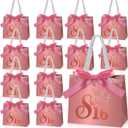 Spakon 25 Pcs Sweet 16 Party Favors for Guests 16 Years Birthday Party Gift Bags with Handles and Ribbons Sweet 16 Candy Bags Paper Gifts Bag for Birthday Decorations