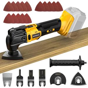Oscillating Multi Tool for De-walt 20V Max Battery: Cordless Oscillating Tool - 6 Variable Speed 21000 OPM | Brushless Motor | Woodcutting Blades and Sanding Pad with Sheets | Tool Only