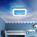 LED Ceiling Light Dimmable with Remote Control,Modern Kids Room Flush Mount Ceiling Light Fixture,Blue Cartoon Deer Ceiling Lamp for boy Room Baby Kids Room Bedroom Nursery Dining Room Kitchen