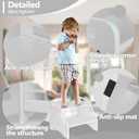 AMBIRD Wooden Two Step Stools Toddler with Safety Non-Slip Pads and Handles, Bamboo Step Stool for Bathroom, Bedroom, Kitchen Dual Height Step Stools for Kids (White)