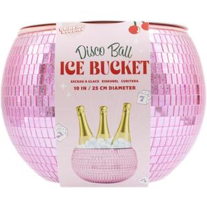 NPW Pink Disco Ball Ice Bucket Mirrored Cocktail & Champagne Ice Bucket for Parties, Girls Night & Bachelorette 