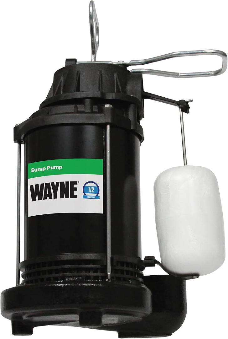 WAYNE CDU800 1/2 HP Submersible Sump Pump Cast Iron & Stainless Steel, Vertical Float Switch, 5,100 GPH