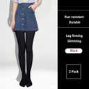 2-Pack Slightly Transparent Tights for girls & women, High Elasticity Sheen Pantyhose, For Work Dance Casual. (Black, L)