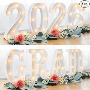 Graduation Decorations 2026 Deals - 8 LED Marquee Light Up Letters 'GRAD 2026' - Class of 2026 Ornaments Sign for Kindergarten High School College Wall Table Centerpieces Decor Party Supplies