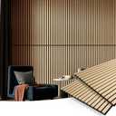 Art3d 2 Wood Slat Acoustic Panels for Wall and Ceiling - 3D Fluted Sound Absorbing Panel with Wood Finish - Oak, 2pcs - 47.223.6in.