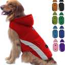 EMUST Dog Winter Coats - Windproof Jackets with Hood for Small Dogs, Cold Weather Apparel - S/Red