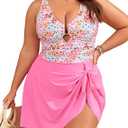 Plus Size Swimdress for Women Modest One Piece Swimsuit Tummy Control Swim Dress Skirt Slimming Curvy Bathing Suit, XL