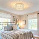 17.5" Large Crystal Ceiling Light, 4-Lights Flush Mount Crystal Ceiling Light, Chrome Ceiling Lamp Modern Chandelier for Bedroom, Dining Room,Living Room, XDD007-4-CH