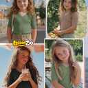 LessonZoo 3 Pack Girls Short Sleeve Slim Shirts, 3-Color Set, 7-8 Years