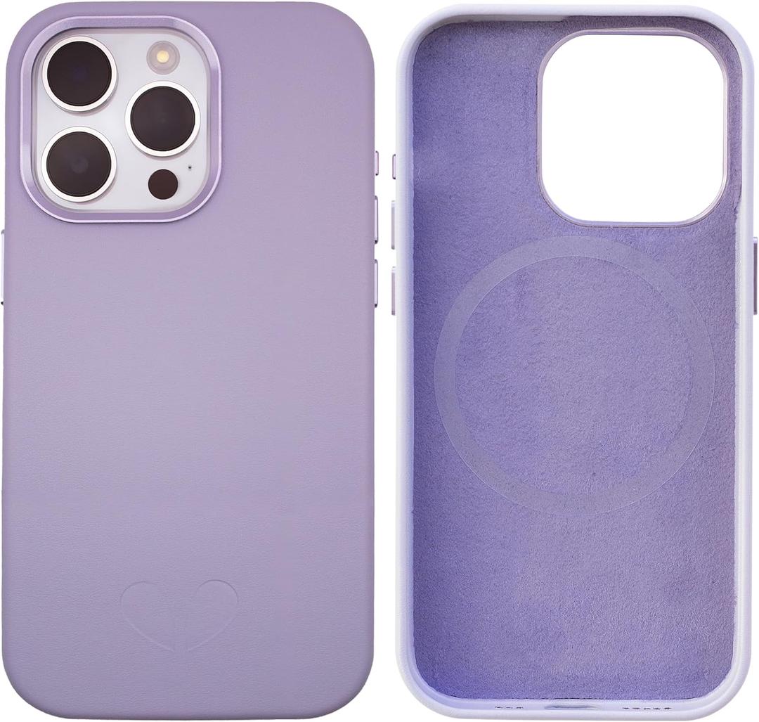 Vegan Leather Magnetic Case for iPhone 15 Pro Max 6.7" (Lavender)