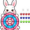 Easter Games for Kids, Large Easter Basket Essentials Dart Board Toy Gifts for Kids Family Teens Boys Girls Toddlers, Happy Party Decorations Centerpieces Party Favor with 12 Stick Balls