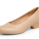 DREAM PAIRS [Stand All Day Pumps] Counsel Round-Toe Low Block Heel Pumps, Size 6.5, Nude