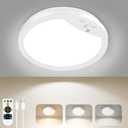 Lakumu 9" Rechargeable Motion Sensor Ceiling Light with Remote, Wireless LED Ceiling Light Battery Operated, No Wiring Battery Powered Ceiling Lights for Closet Shower Stairs Pantry Hallway, 3CCT