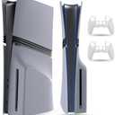 PEYANZ Faceplate for PS5 Pro (Disc Edition), Cover Plate, ABS Shell, Matt Skin, with Extra 2 Controller Silicone Covers (Grey)