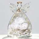 Beferr Mothers Day Mom Birthday Gifts for Women, Fresh Flowers for Delivery Forever Preserved Rose in Glass Angel Figurine, Anniversary Christian Real Rose for Grandma Nana Wife Mum from Daughter Son