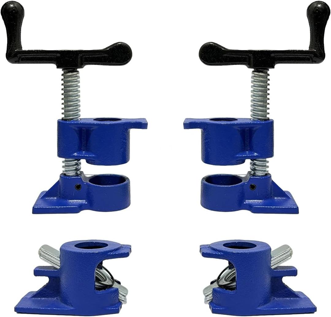 HENBOW 3/4" Pipe Clamp,Wood Gluing Pipe Clamp Set,Heavy Duty Cast Professional Pipe Clamps Tools,Cast Iron Wood Clamps Quick Release for Woodworking Improvement and Diy Projects(2Pack-Blue)