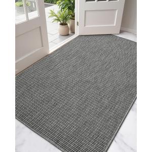 DEXI Dirt Trapper Door Mat, 31x48 Washable Doormat, Dirt Resistant and Absorbent, Easy Clean Low-Profile Floor Rugs for Entryway, Front Door, and Inside Entrance, Dark Grey