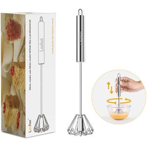 2025 New Upgraded Stainless Steel Semi-Automatic Whisk - Easy to Use Whizzy Whisk,Versatile Wisker Tool for Cooking,Kitchen Essential Egg Beater for Baking,Whisking,Beating & Stirring (10in