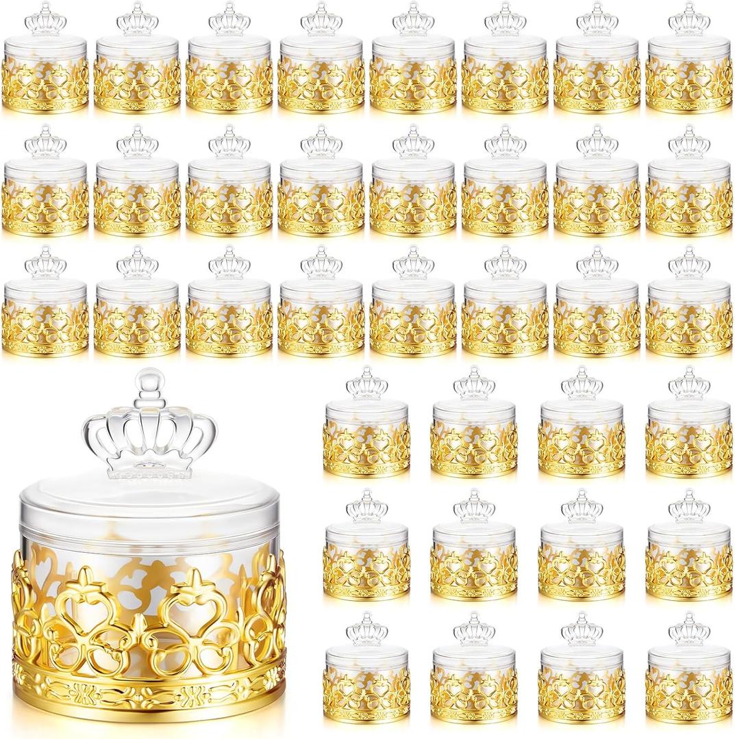 Cunhill 36 Pcs Mini Candy Bottles Mini Plastic Jars with Lids Small Champagne Bottles Storage Candy Favor Containers for Wedding Baby Shower Bridal Shower Party Favors Thank You Gifts (Gold)