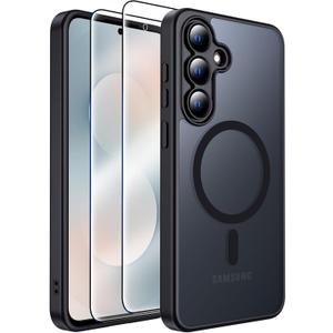 MOZOTER for Samsung Galaxy S25 FE Case with Magnetic,[Compatible with MagSafe][12Ft Military Dropproof][2*Screen Protector] Translucent Shockproof Holsters Case for S25 FE-Black