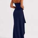 Women's Backless High Split Strapless Long Prom Formal Cocktail Dress for Women, XS Blue
