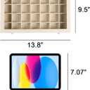 Frebeauty Velvet Jewelry Tray,35 Grid Jewelry Organizer with Clear Lid,Earring Holder Organizer Case with Clasp,Drawer Insert for Rings Studs,13.8 x 9.5 x 2 Inches,Gift for Women Girls(Beige)