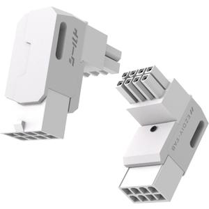 EZDIY-FAB Shield Series 8-Pin PCIe GPU Power Adapter,90-Degree Angled Connector, Aluminum Design for Graphics Cards  Reverse Type,White-2 Pack