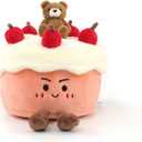 RECUR Birthday Cake Plush Toy, Pink Cream Cake Food Stuffed Animals, Cute Plushie Birthday Gift