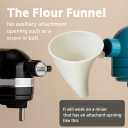 2 x Flour Funnel for Ktichen Aid Mixer, Easy-Pour Funnel for Dry and Wet Ingredients Like Flour, Sugar and Eggs, Prevents Overflow and Mess for Clean Kitchen Counter, Easy to Clean (White)