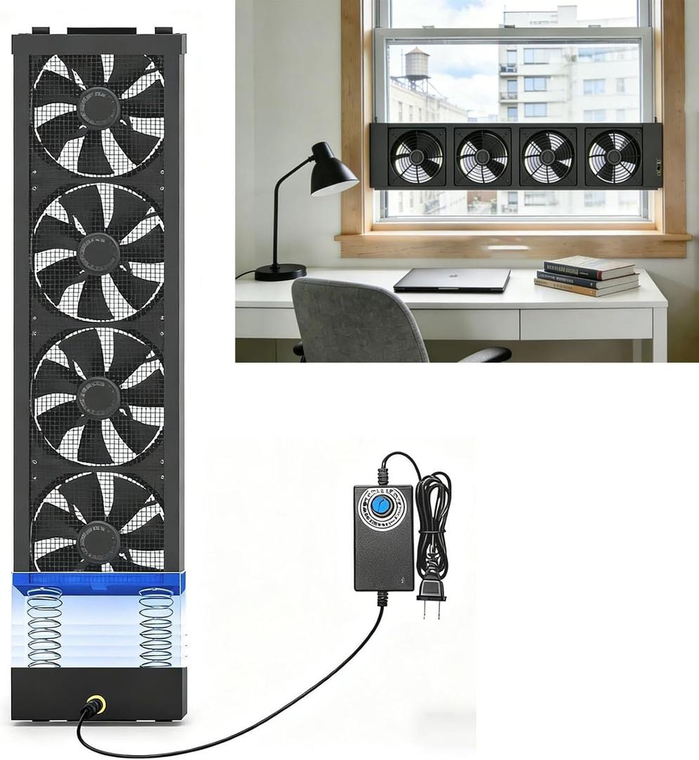 27.6-29.5 Inch Vertical Window Fan For Sliding Windows –Stepless Speed Control (0-2800 Rpm) Window Exhaust Fan Waterproof Vertical Window Fan With Living Rooms Bedroom Attics Garages
