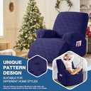 TAOCOCO Recliner Cover 3 Pieces Recliner Chair Covers, Stretch Jacquard Reclining Chair Cover, Furniture Protector Sofa Slipcovers Couch Covers with Elastic Bottom for Kids, Pets (Dark Blue) (1 Seater)