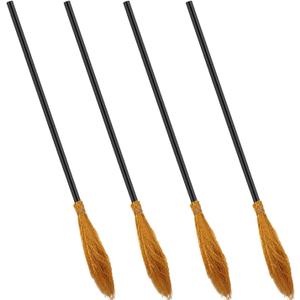 4 Pack Halloween Witch Broom Plastic Witch Broomstick Cosplay Broom Props, Realistic Wizard Flying Broom Stick Accessory for Costumes