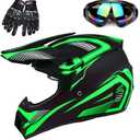Adult 4 Wheeler Helmet, Off-Road Helmet, Motocross Helmet DOT Certification Comfortable and Breathable Full Helmets for Locomotives Used in All Seasons, Green, L
