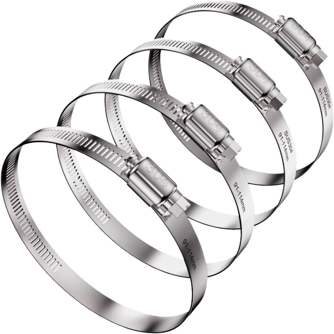 60-Piece Stainless Steel Hose Clamp Kit Adjustable Worm Gear Clamps for Plumbing, Automotive & Mechanical Use 304 Stainless Steel, 16-25mm & 19-29mm (0.5 Width), 5/16 for Others (Pack 4)