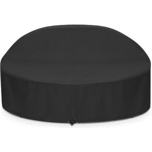 SunPatio Outdoor Daybed Cover, Heavy Duty Waterproof Round Canopy Sofa Bed Cover with Taped Seam, Patio Furniture Set Protector, All Weather Protection, 75" Dia x 35"/16H, Black