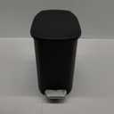Amazon Basics Compact Plastic Bathroom Trash Can with Hands Free Foot Pedal, Quiet Close Step-On, 6 Liters, Black, Lid Included