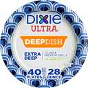 Dixie Ultra, Deep Dish Paper Plates, 28 Oz, 40 Count, Heavy Duty, Microwave-Safe, Soak-Proof, Cut Resistant, Disposable Plates For Heavy, Messy Meals