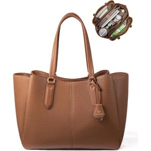 LOVEVOOK Laptop Tote Bag for Women 15.6 In Work Bags with Triple Compartments Large Faux Leather Computer Office Briefcase