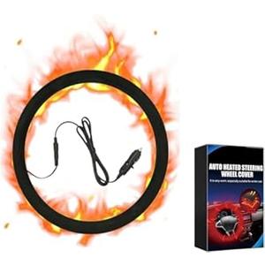 Heated Steering Wheel Cover, Car Steering Wheel Heater, Winter, OD 14.515 Inch, Suitable for Standard Size Cars, Trucks, Vans, SUVs (1 Set)
