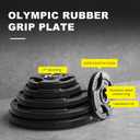 LIONSCOOL 2-Inch Olympic Rubber Grip Weight Plates, Cast Iron, 2.5-45 LB