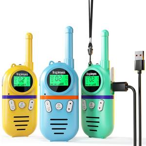 Walkie Talkies for Kids Rechargeable,Toys for Boys and Girls Ages 3-12, 3 Pack Long Range 2-Way Radios, Birthday Gifts, Christmas Stockings, Outdoor Play, Family Games, Hiking Camping Gear