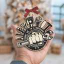 2 x Mechanic Ornament 2025 - Mechanic Christmas Ornaments, Car Christmas Ornament, Gifts for Mechanics, Men, Husband - Wooden Tool Ornaments for Xmas Decorations
