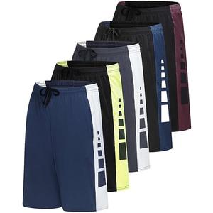 Real Essentials Men’s 5 Pack: 9" Dry-Fit Shorts – Athletic Gym, Workout, Basketball, Running, Casual Lounge Active Pockets Multicolor 3XL