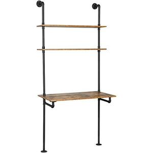 ZIOTHUM Wall Mount Ladder Desk with Shelves, Industrial Bookcase Table, Floating Computer Laptop Desk (36x20x81)