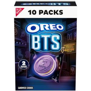 OREO BTS Sandwich Cookies, Limited Edition, 10 Snack Packs (2 Cookies Per Pack) BB: November 9, 2026