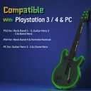 Lyvix Wireless Gaming Guitar Controller for PS4, PS3 & PC – Compatible with Guitar Hero, Rock Band, Clone Hero & Fortnite Festival, with Fire Strap, Audio Jack & RGB Light